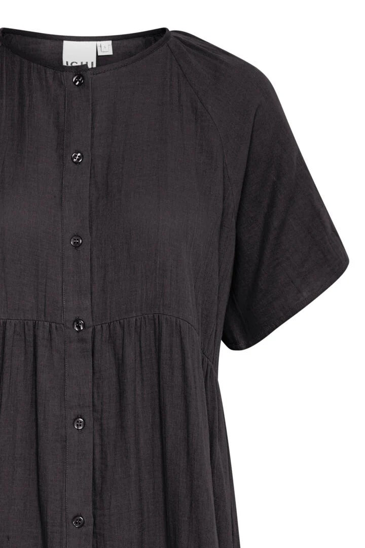 Vestido negro de algodón midi