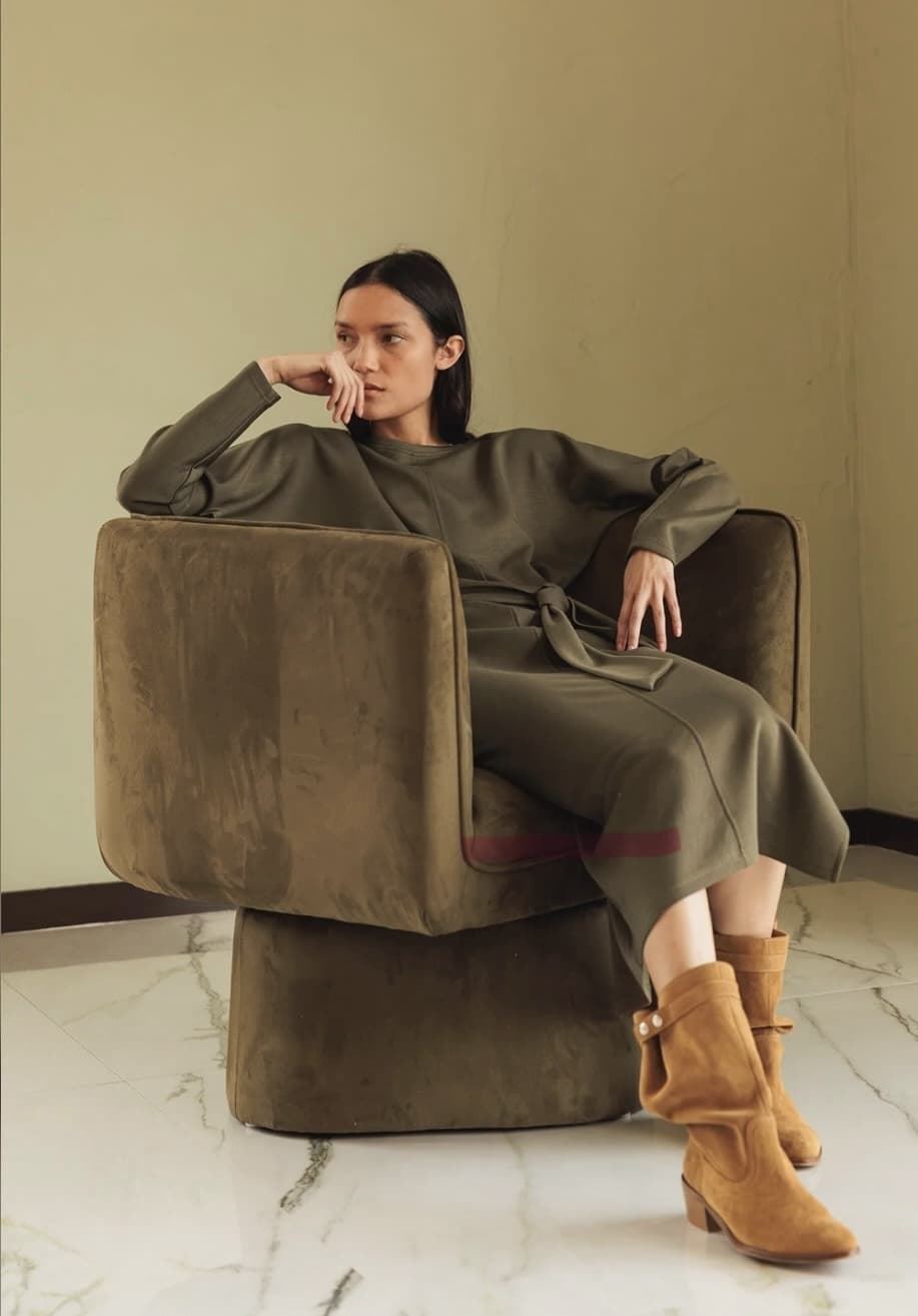 Vestido de punto anudado BITIA kaki