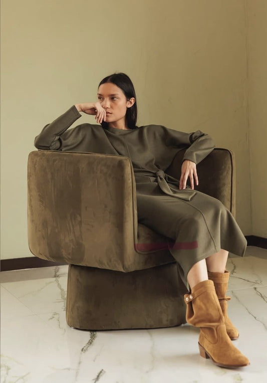 Vestido de punto anudado BITIA kaki