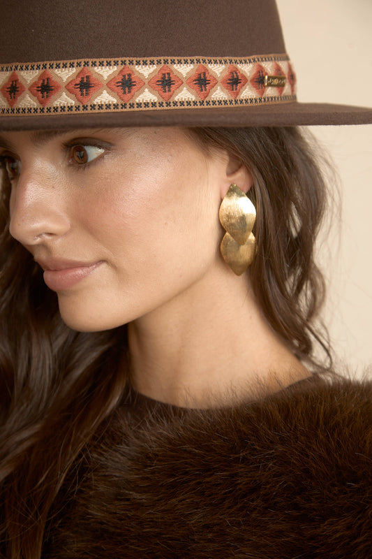 Sombrero fedora marrón cinta beige LAVINIA