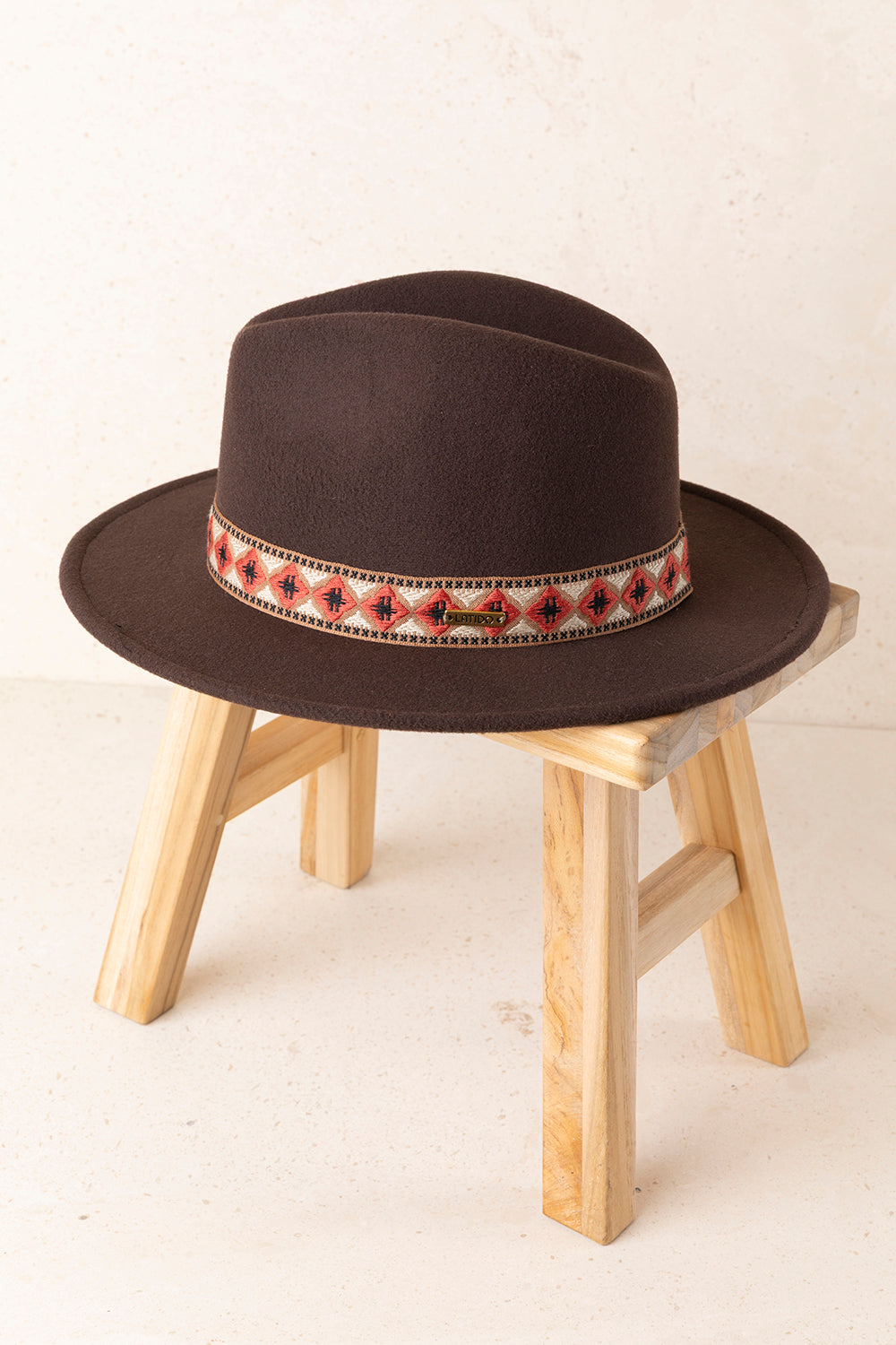 Sombrero fedora marrón cinta beige LAVINIA