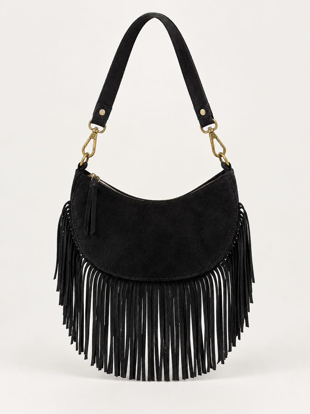 Bolso serraje flecos negro RAQUEL