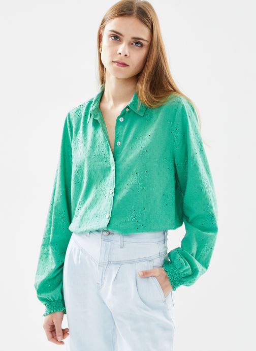 Camisa floral verde troquelada