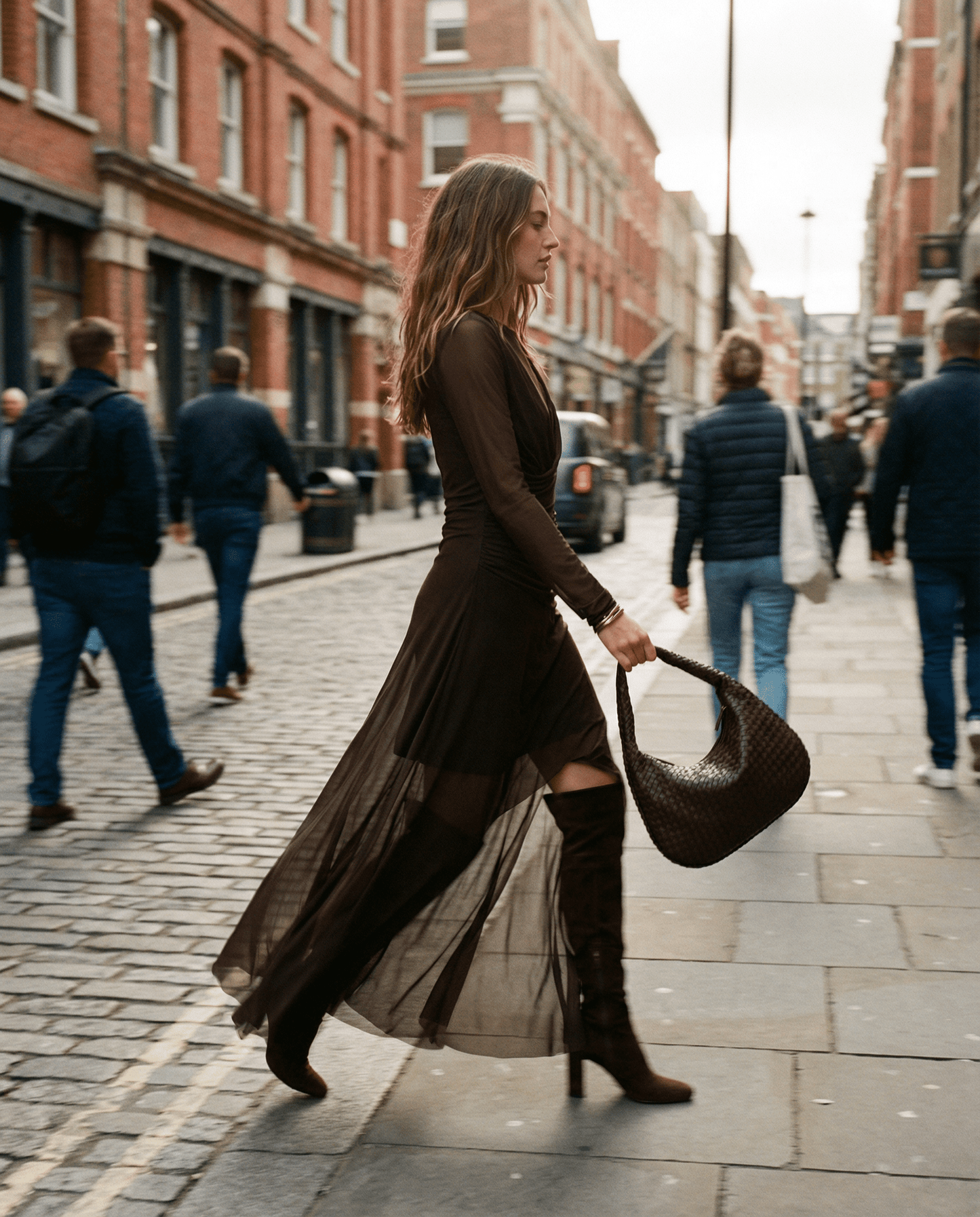 Vestido drapeado de gasa elástica GIGI