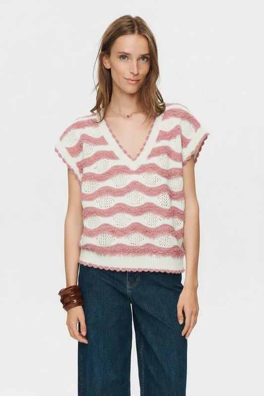 Jersey sin mangas rosa /blanco KRISTY