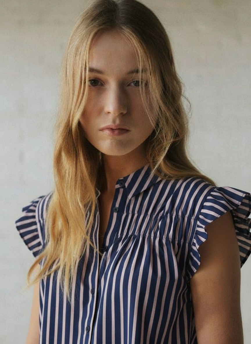 Camisa de rayas con estampado floral JOANNA