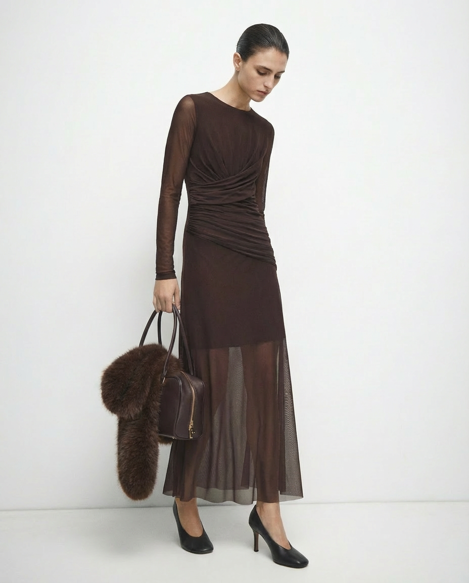 Vestido drapeado de gasa elástica GIGI