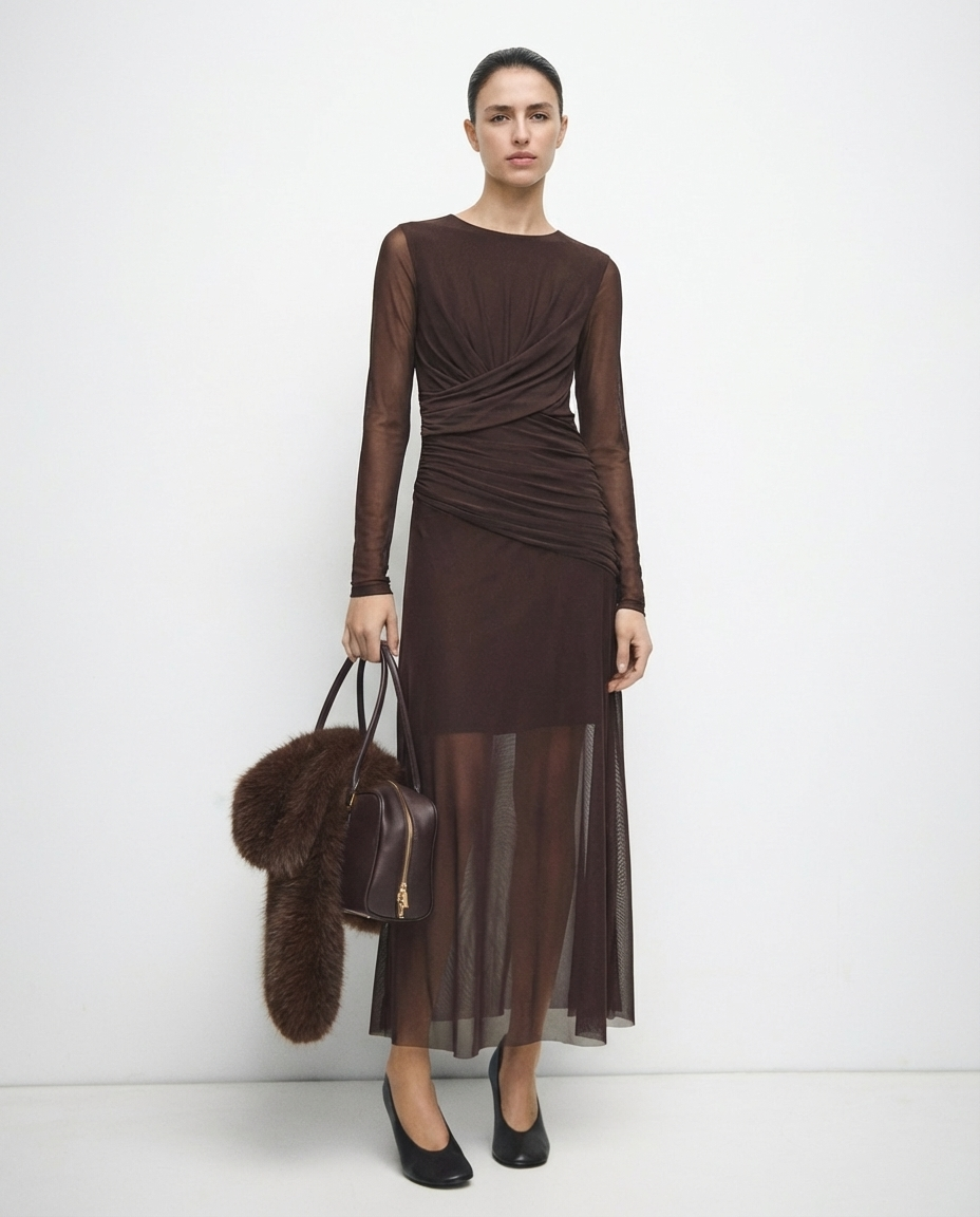 Vestido drapeado de gasa elástica GIGI