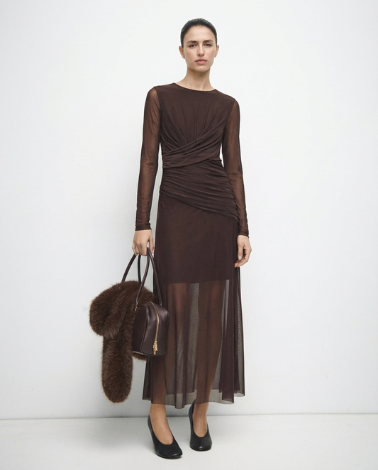 Vestido drapeado de gasa elástica GIGI