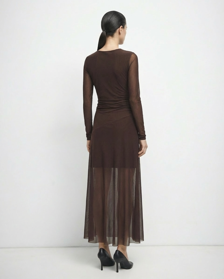 Vestido drapeado de gasa elástica GIGI