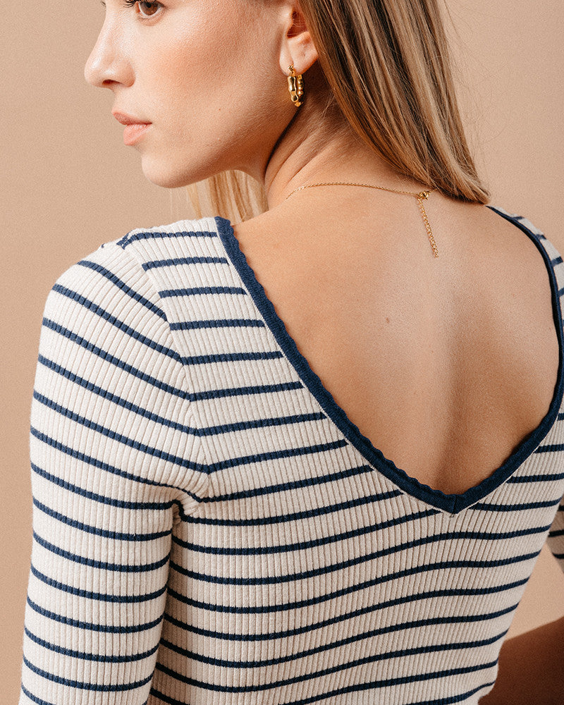 Jersey de rayas con escote reversible