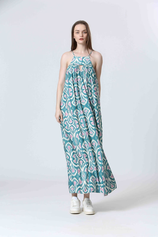 Vestido largo estampado halter MANTRA