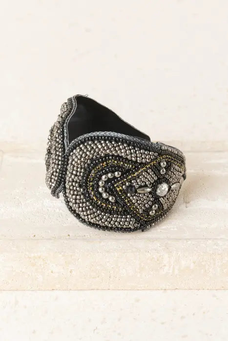 Brazalete bordado LARISSA plateado