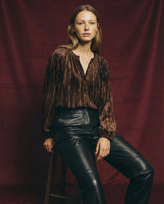 Camisa efecto terciopelo escote en V BETTE