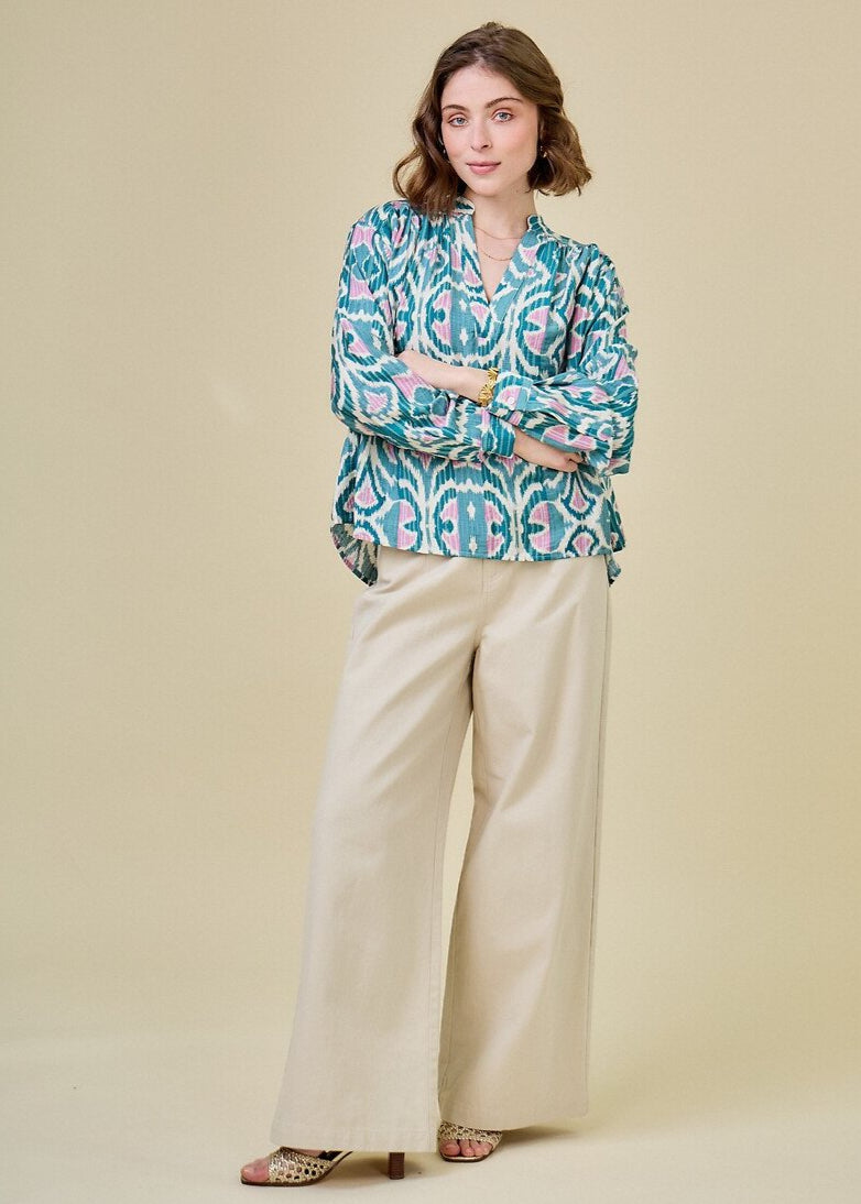 Blusa con estampado verde MANTRA