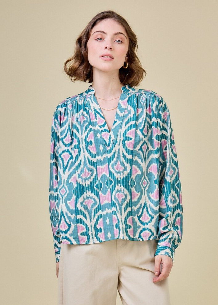 Blusa con estampado verde MANTRA