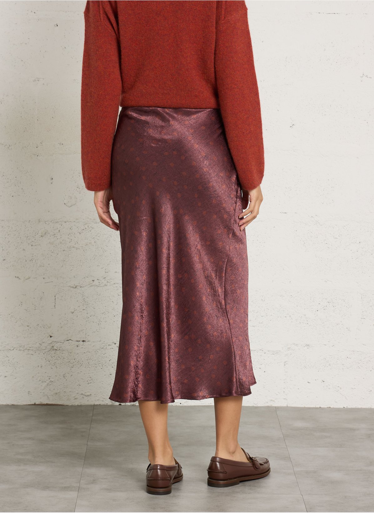 Falda midi fluida AURORA vino