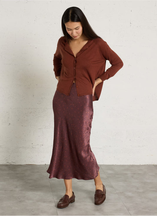 Falda midi fluida AURORA vino
