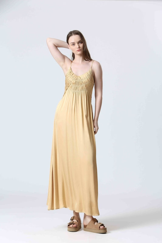 Vestido satinado amarillo BERLIOZ
