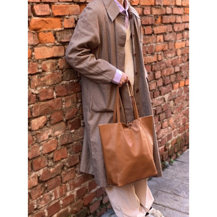 Bolso shopper de piel camel AURORA