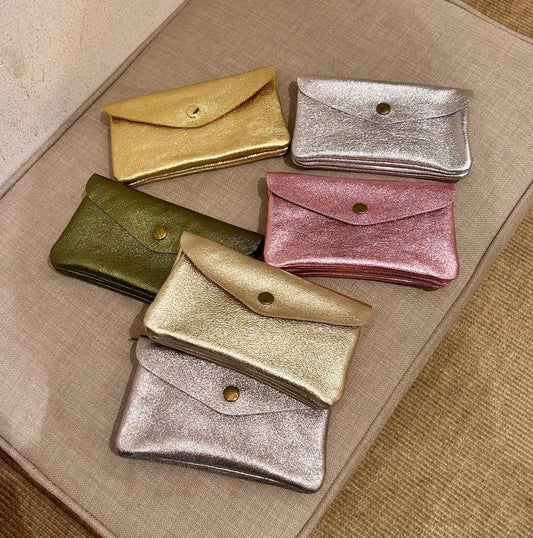 Monedero de piel rectangular brillo