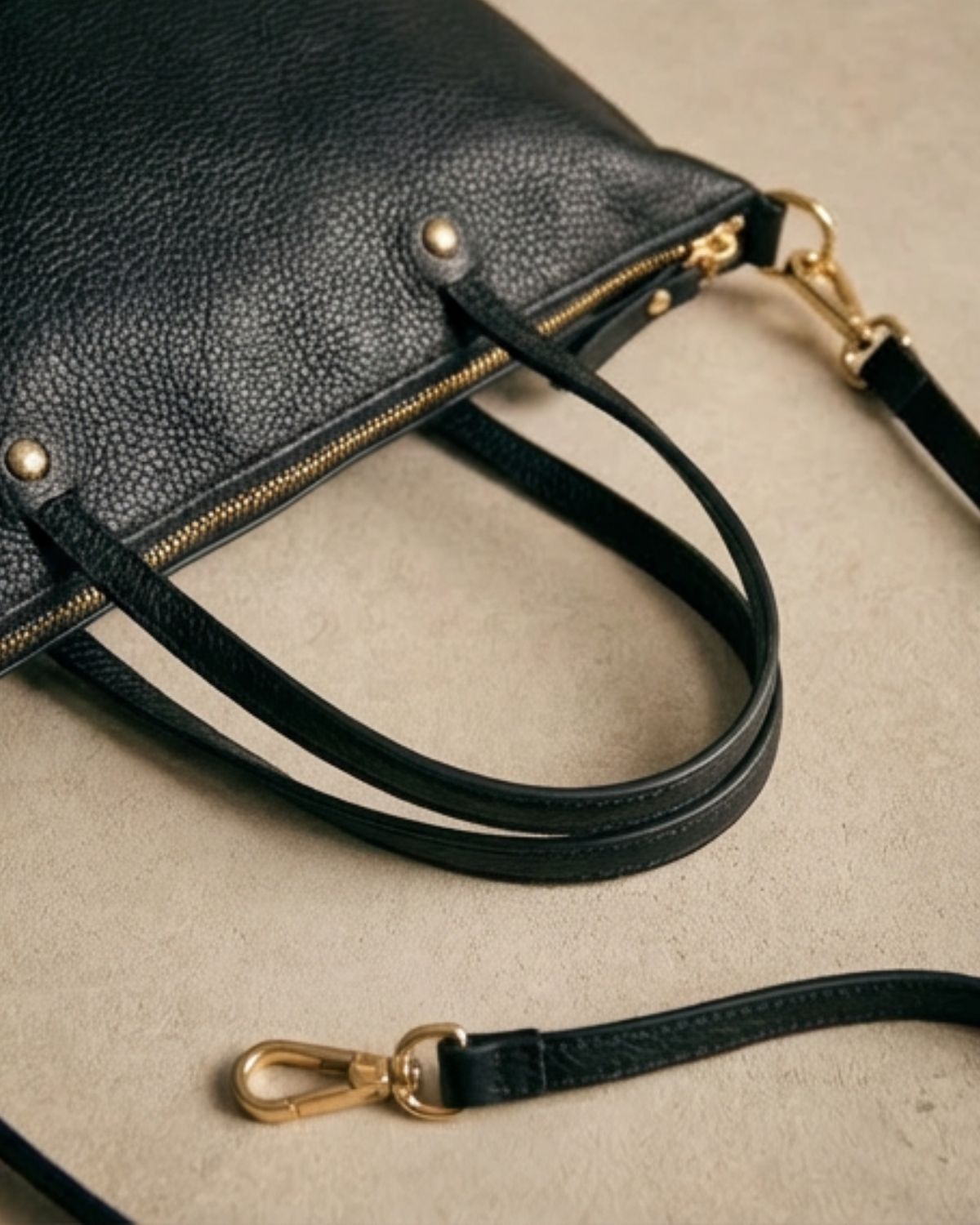 Bolso de piel negro shopper medium