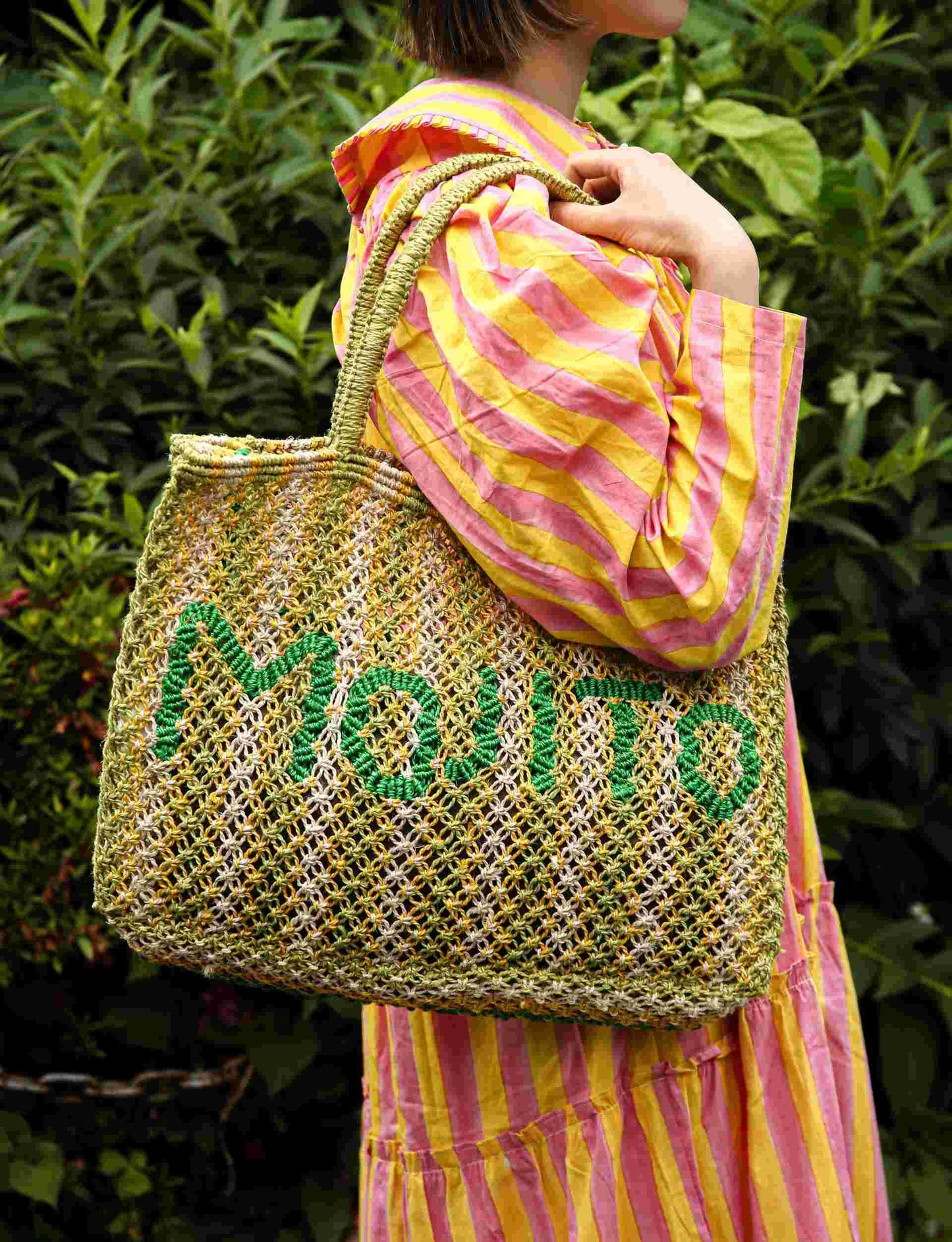 Bolso de yute con rayas MOJITO