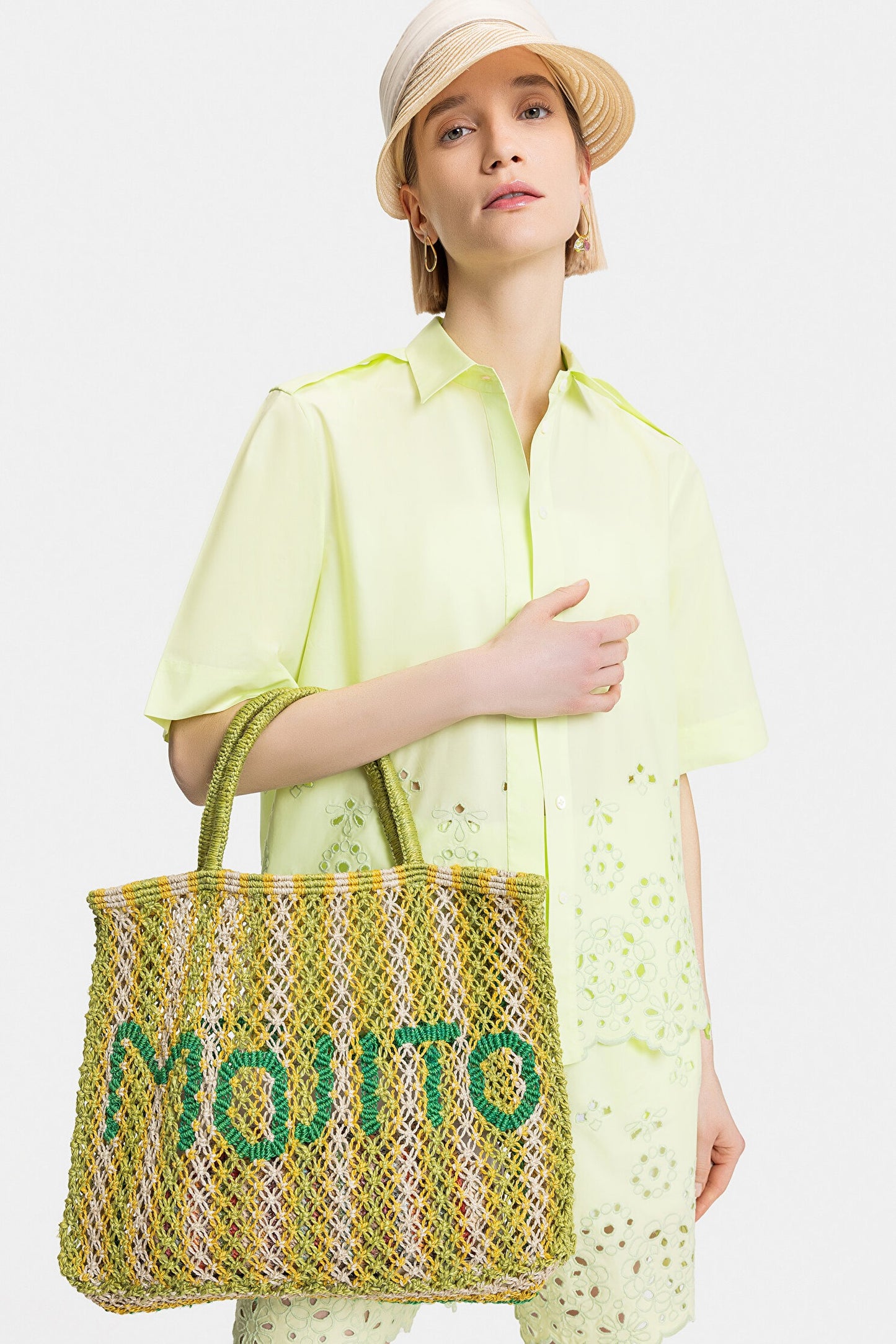 Bolso de yute con rayas MOJITO