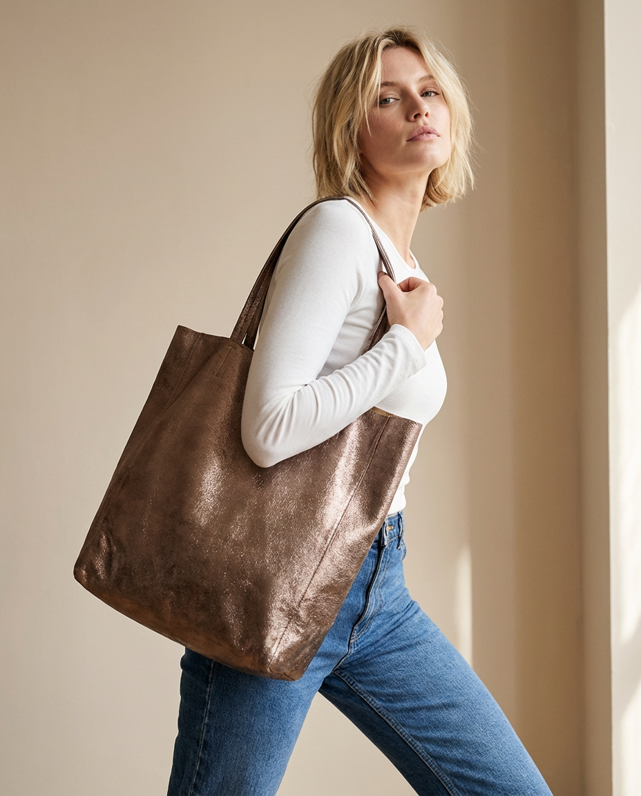 Bolso shopper BROOKLYN cobre metalizado