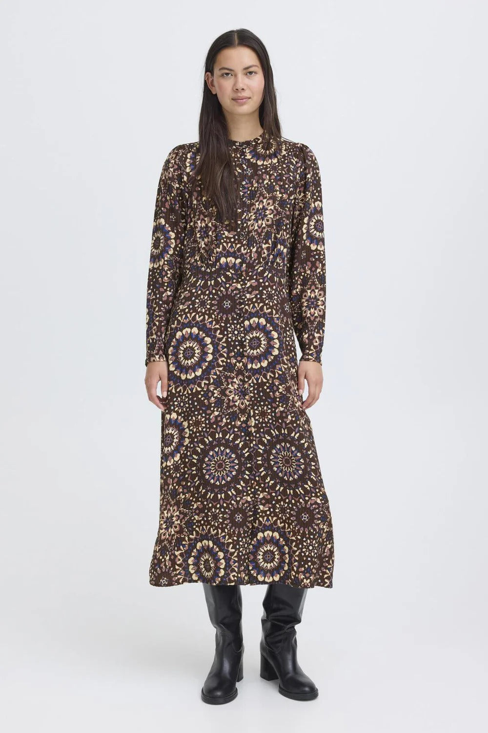 Vestido estampado marron KALED