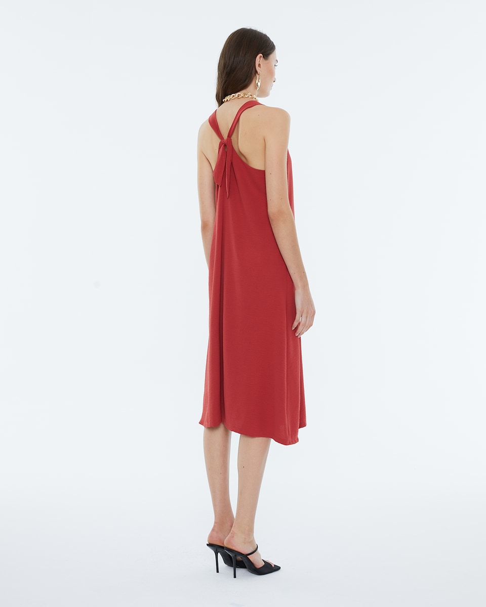 Vestido midi rojo con tirantes MILLA