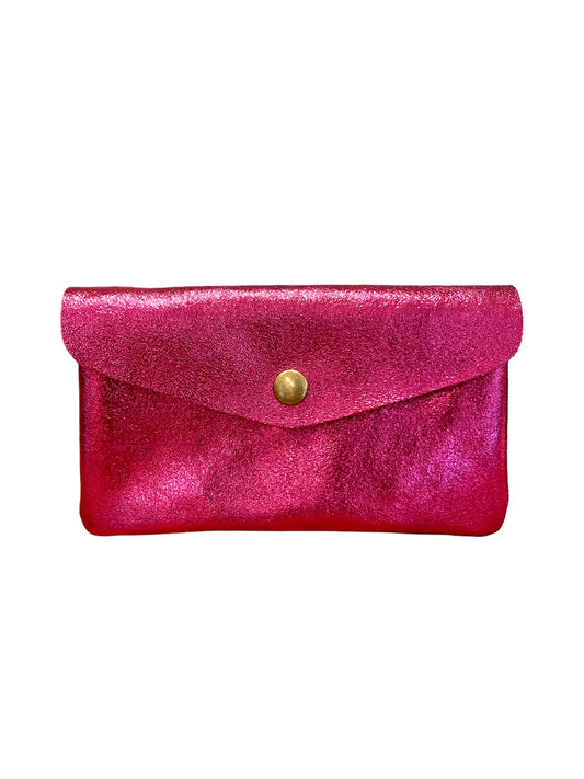Monedero rectangular piel fucsia